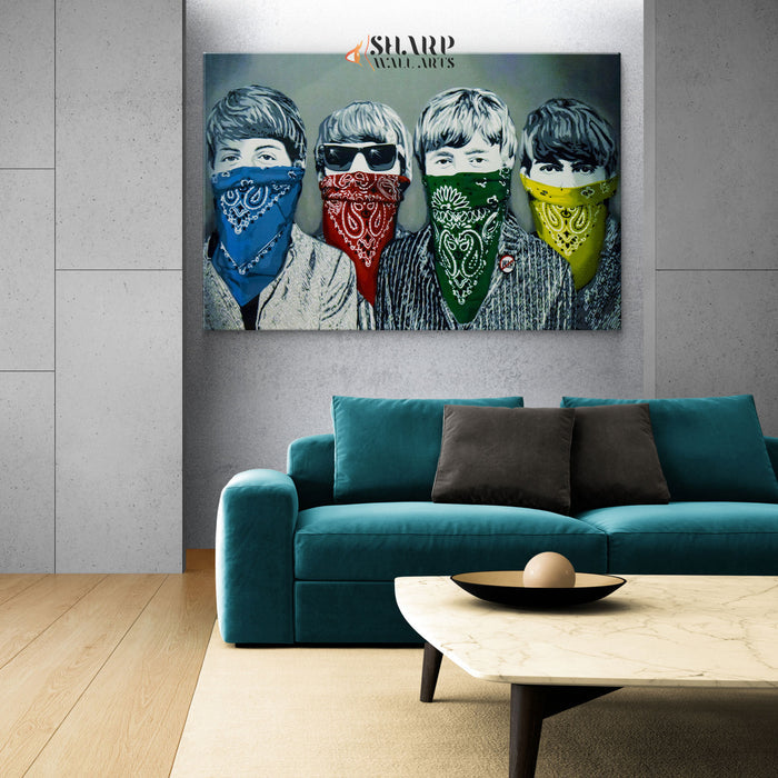 Banksy Beatles Bandanas Canvas Wall Art