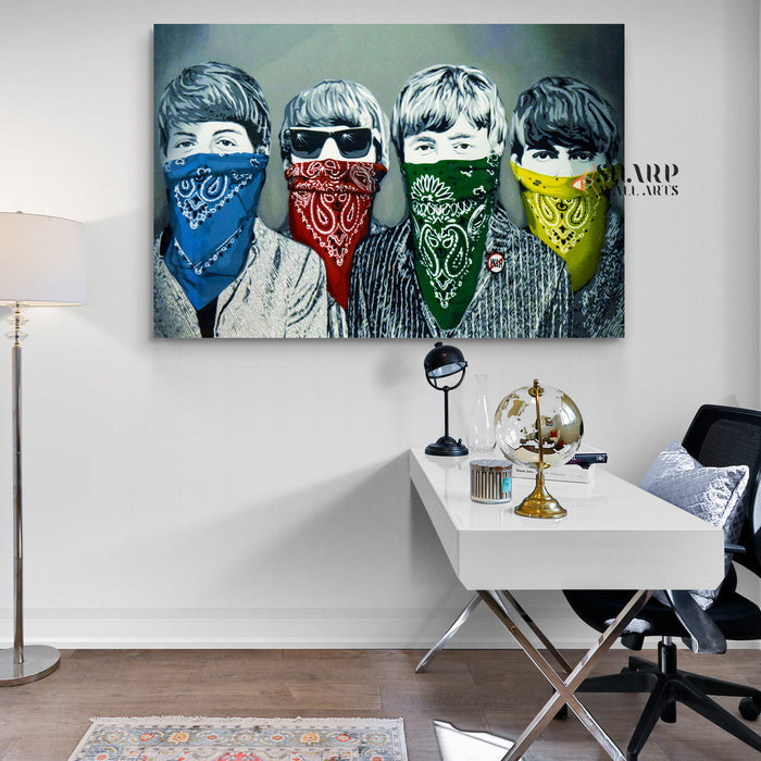 Banksy Beatles Bandanas Canvas Wall Art