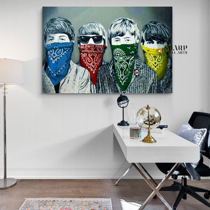 Banksy Beatles Bandanas Canvas Wall Art