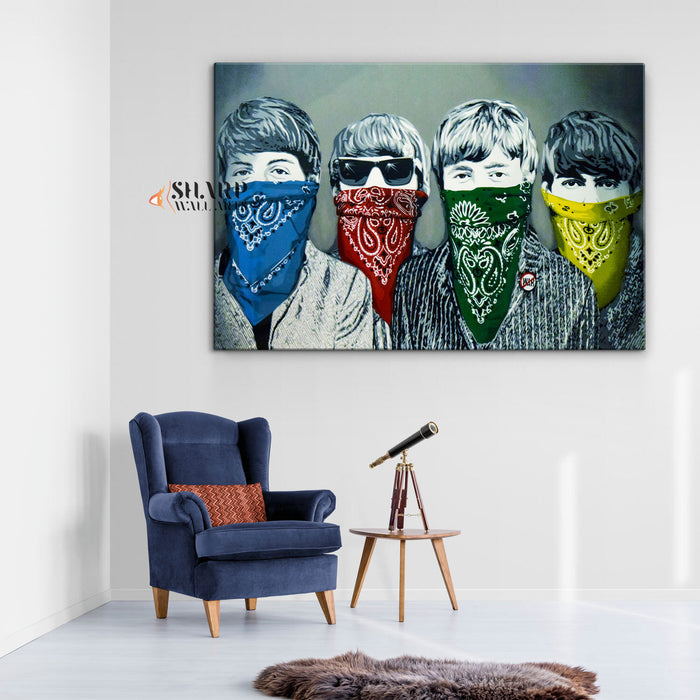 Banksy Beatles Bandanas Canvas Wall Art