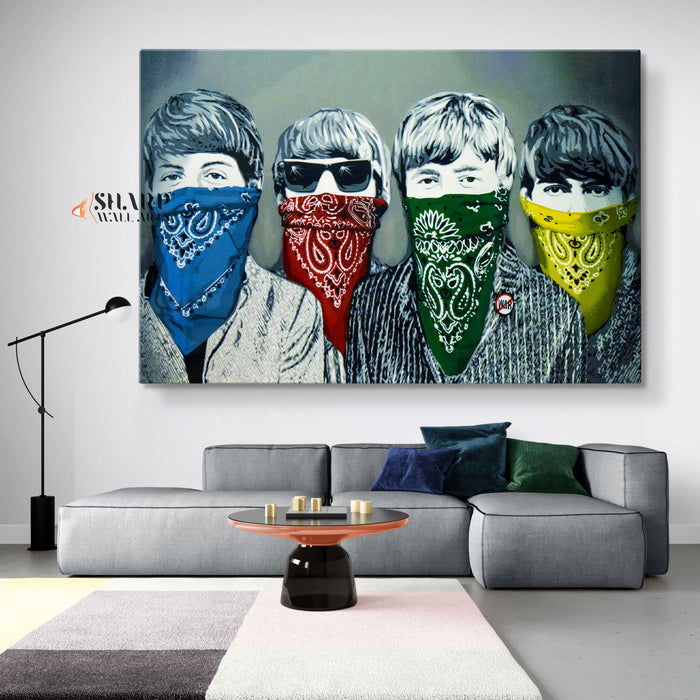 Banksy Beatles Bandanas Canvas Wall Art