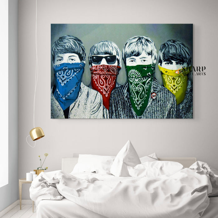 Banksy Beatles Bandanas Canvas Wall Art