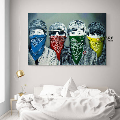 Banksy Beatles Bandanas Canvas Wall Art