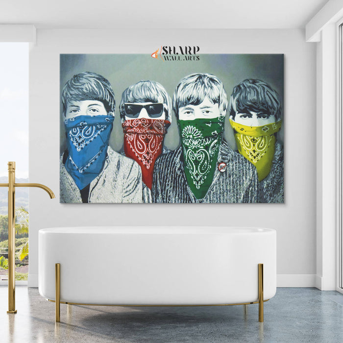 Banksy Beatles Bandanas Canvas Wall Art