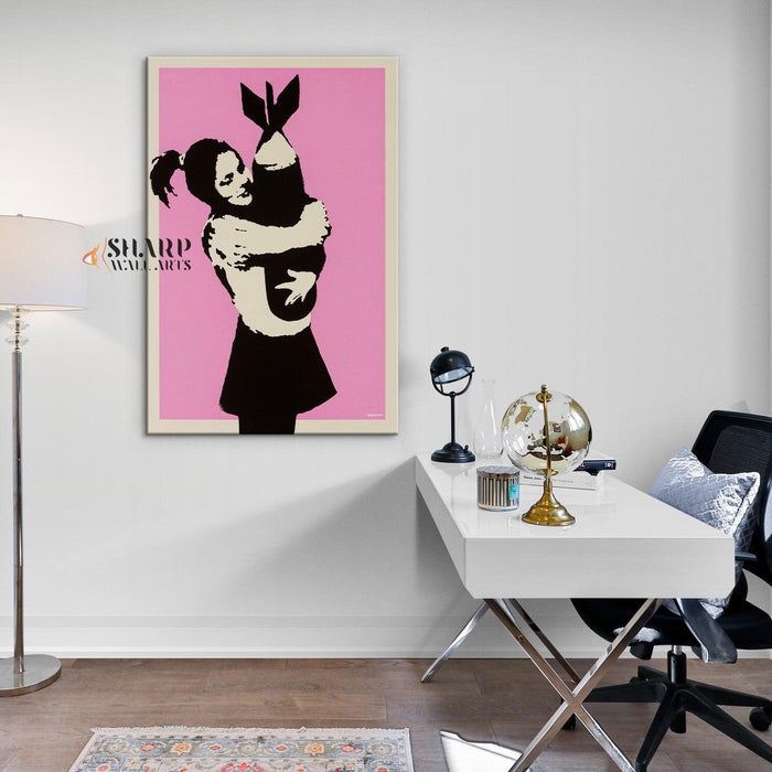 Banksy Bomb Hugger Love Canvas Wall Art - SharpWallArts