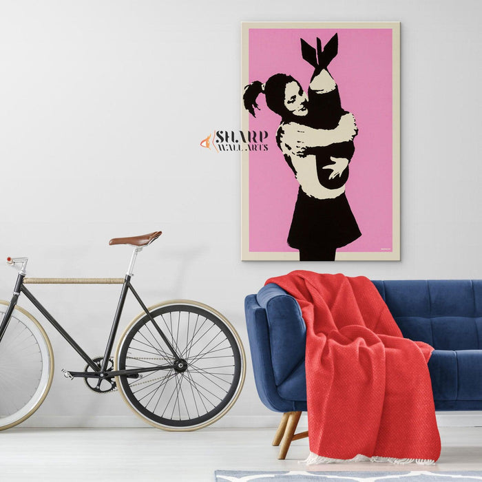 Banksy Bomb Hugger Love Canvas Wall Art - SharpWallArts