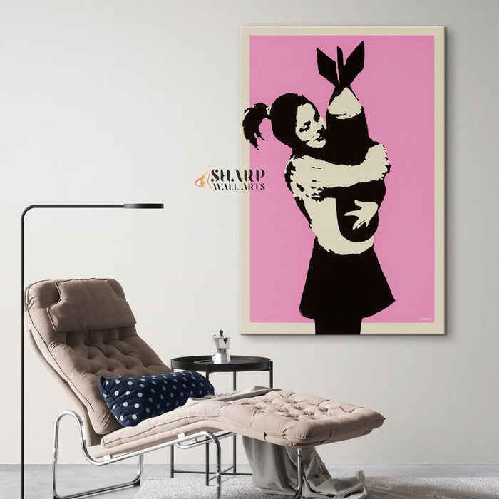 Banksy Bomb Hugger Love Canvas Wall Art - SharpWallArts