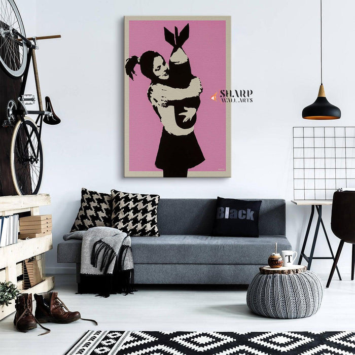 Banksy Bomb Hugger Love Canvas Wall Art - SharpWallArts