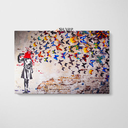 Banksy Butterfly Shot Canvas Wall Art