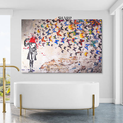 Banksy Butterfly Shot Canvas Wall Art