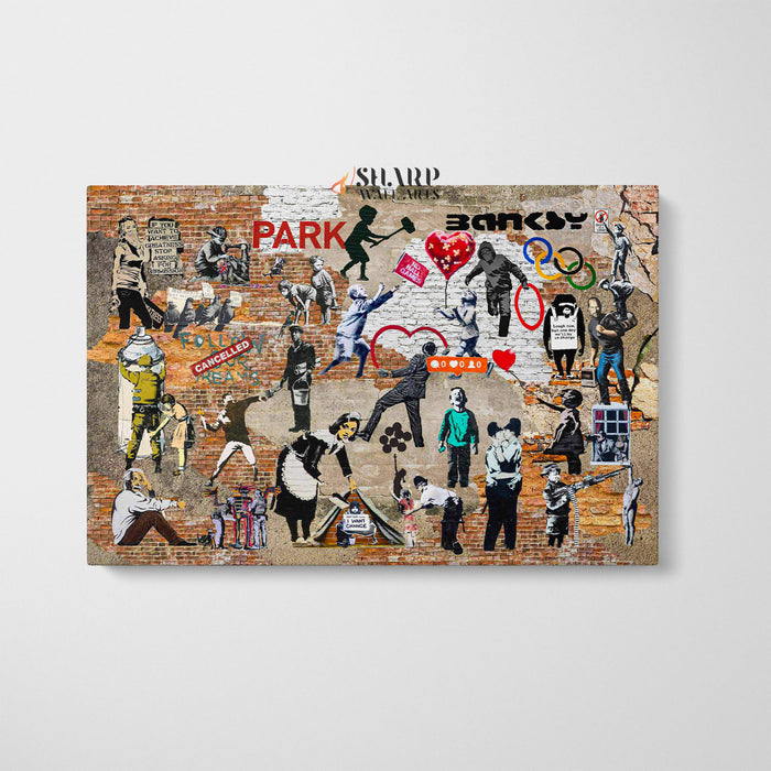 Banksy Collage Canvas Wall Art