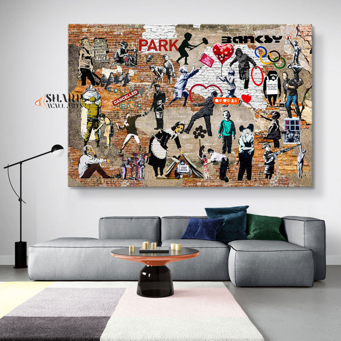 Banksy Collage Canvas Wall Art