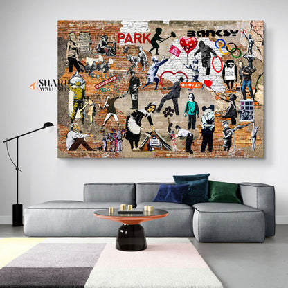 Banksy Collage Canvas Wall Art