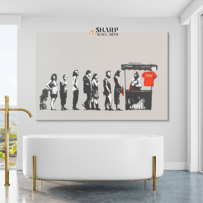 Banksy Destroy Capitalism Canvas Wall Art