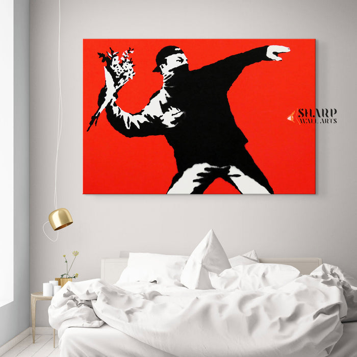 Banksy Flower Thrower Canvas Wall Art