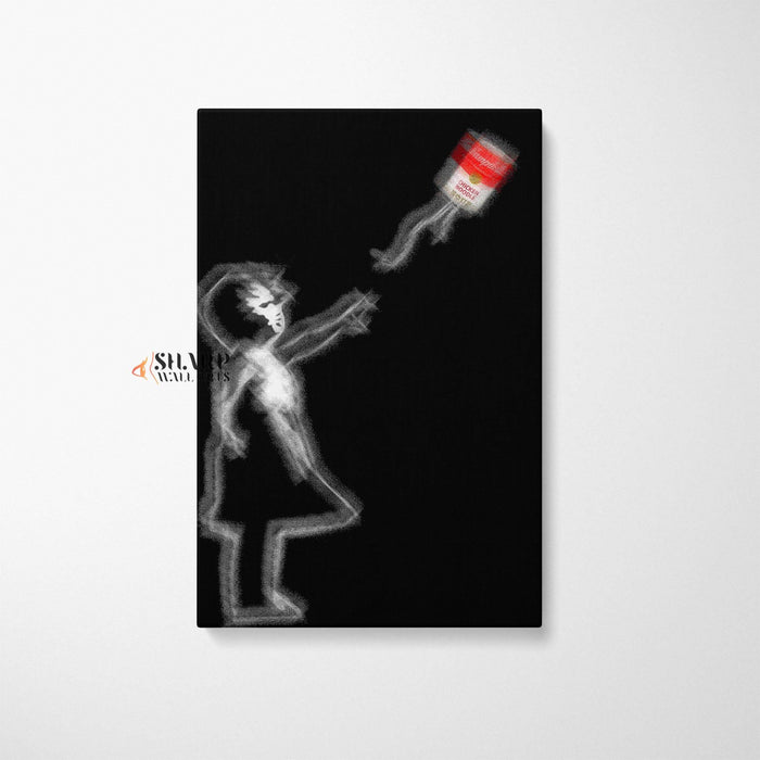 Banksy Girl With Campbell’s Soup Canvas Wall Art - SharpWallArts