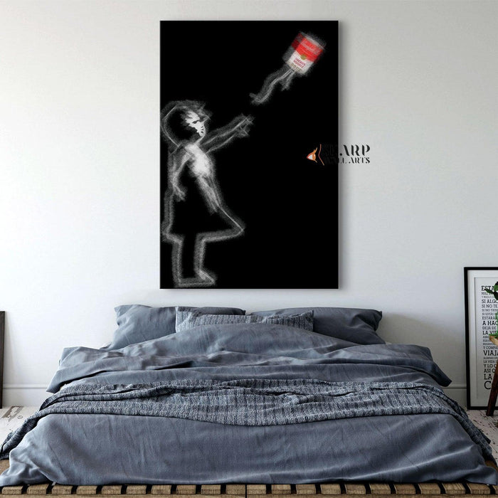 Banksy Girl With Campbell’s Soup Canvas Wall Art - SharpWallArts