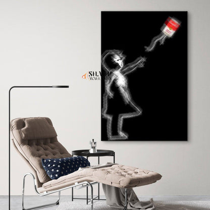 Banksy Girl With Campbell’s Soup Canvas Wall Art - SharpWallArts