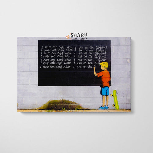 Banksy I Must Not Copy What I See on Simpsons Canvas Wall Art