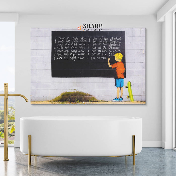 Banksy I Must Not Copy What I See on Simpsons Canvas Wall Art