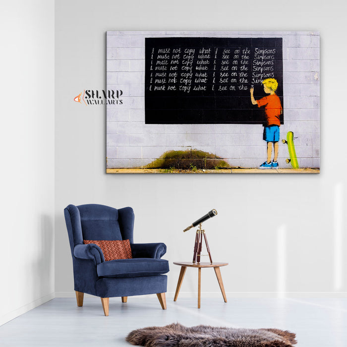 Banksy I Must Not Copy What I See on Simpsons Canvas Wall Art