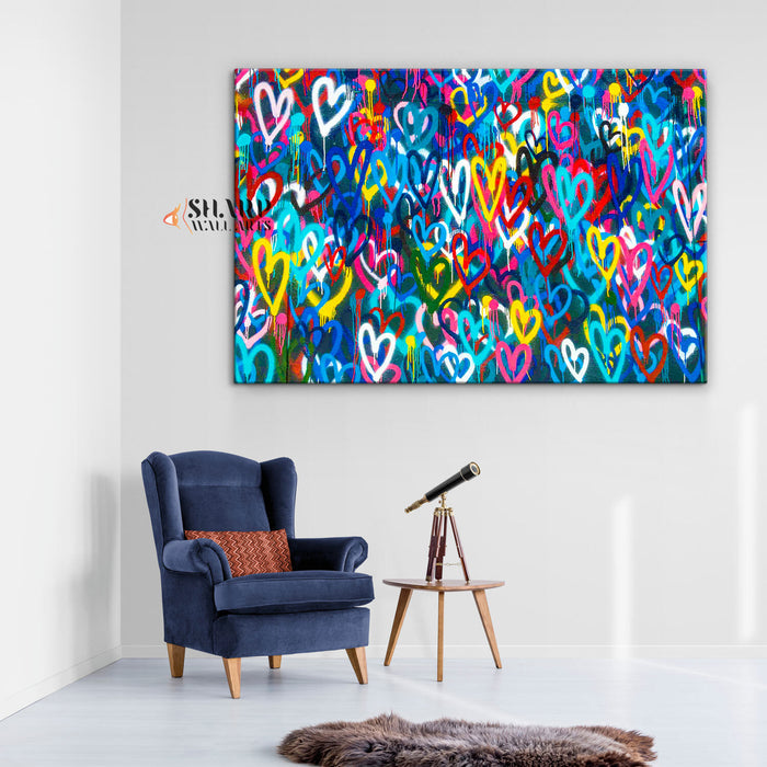 Banksy Love Heart Canvas Wall Art