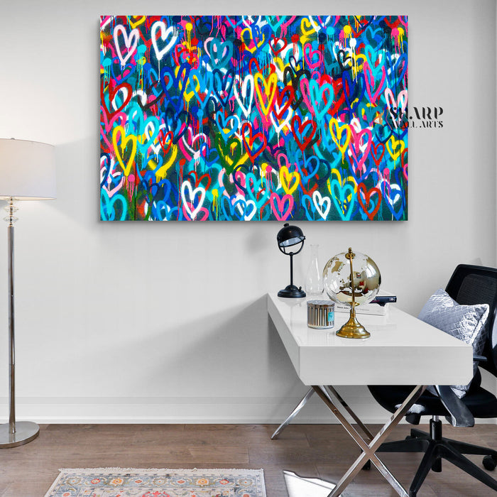Banksy Love Heart Canvas Wall Art