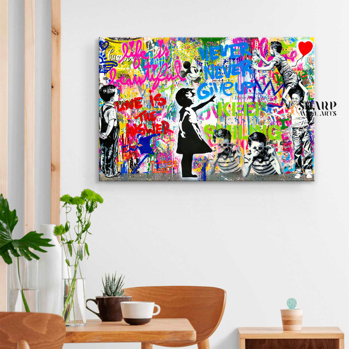 Banksy Mix Life Is Beautiful Canvas Wall Art