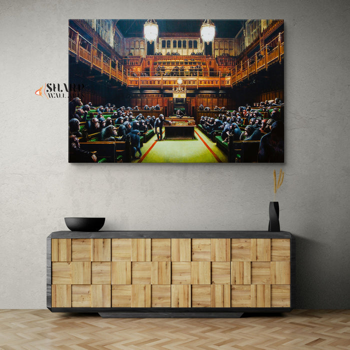 Banksy Monkey Parliament Canvas Wall Art