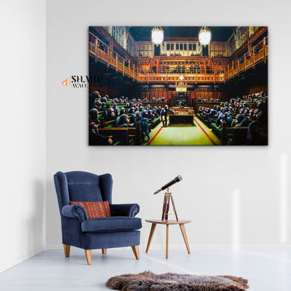 Banksy Monkey Parliament Canvas Wall Art