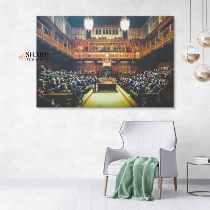 Banksy Monkey Parliament Canvas Wall Art