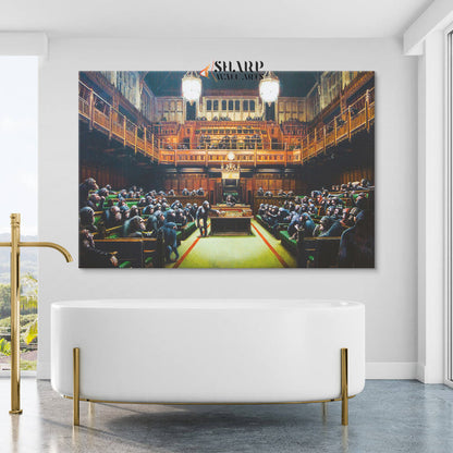 Banksy Monkey Parliament Canvas Wall Art