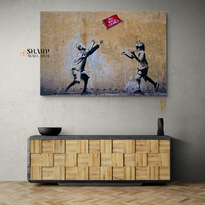 Banksy No Ball Games Canvas Wall Art