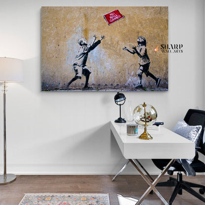 Banksy No Ball Games Canvas Wall Art