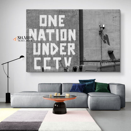 Banksy One Nation Under CCTV Canvas Wall Art