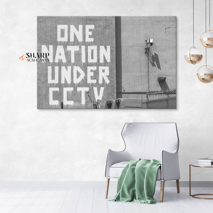 Banksy One Nation Under CCTV Canvas Wall Art