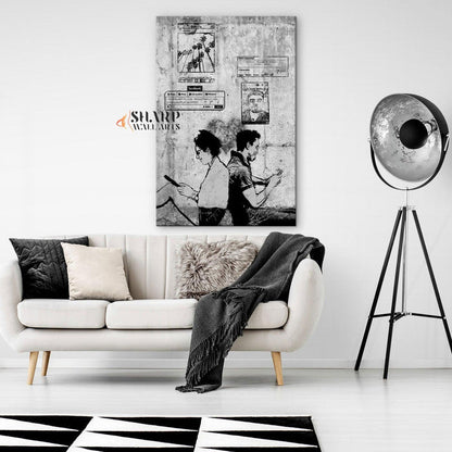 Banksy Social Media Lovers Canvas Wall Art - SharpWallArts