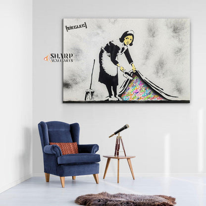 Banksy Sweep It Under Canvas Wall Art - SharpWallArts