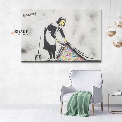 Banksy Sweep It Under Canvas Wall Art - SharpWallArts