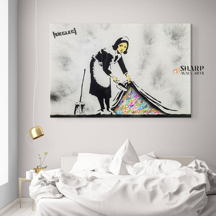 Banksy Sweep It Under Canvas Wall Art - SharpWallArts