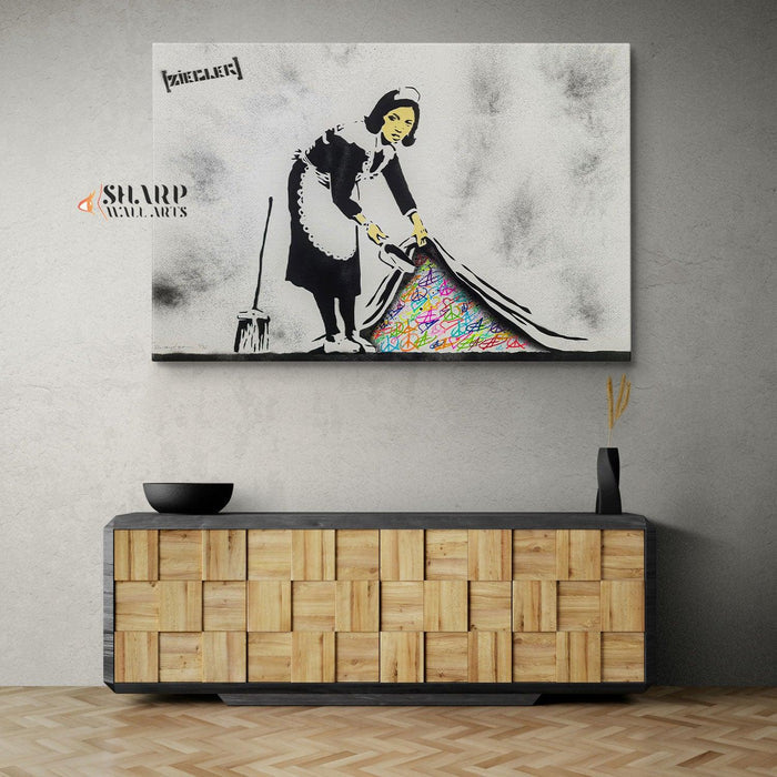 Banksy Sweep It Under Canvas Wall Art - SharpWallArts