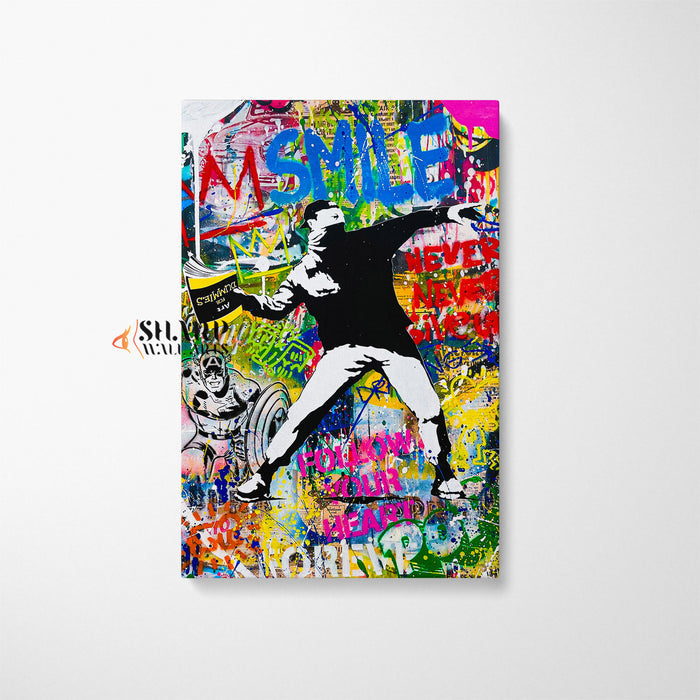Banksy Thrower Canvas Wall Art