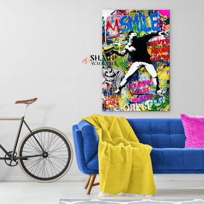 Banksy Thrower Canvas Wall Art