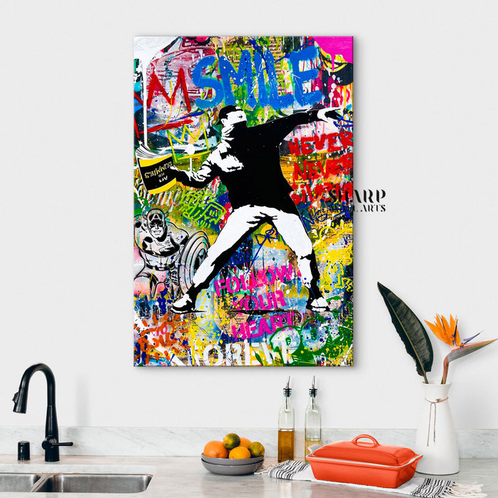 Banksy Thrower Canvas Wall Art