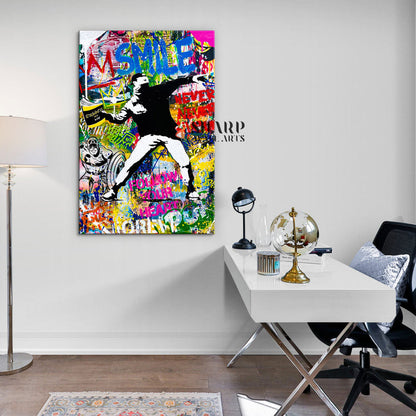 Banksy Thrower Canvas Wall Art