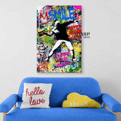 Banksy Thrower Canvas Wall Art
