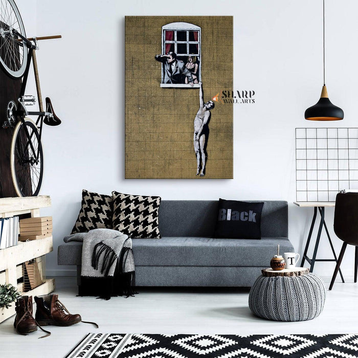 Banksy Well Hung Lover Canvas Wall Art - SharpWallArts