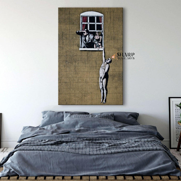 Banksy Well Hung Lover Canvas Wall Art - SharpWallArts