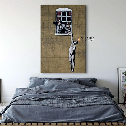 Banksy Well Hung Lover Canvas Wall Art - SharpWallArts