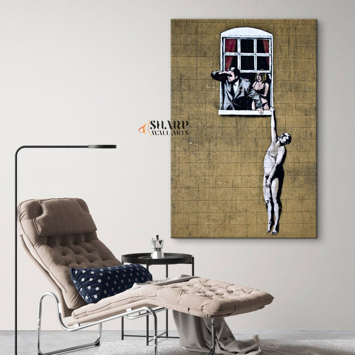 Banksy Well Hung Lover Canvas Wall Art - SharpWallArts
